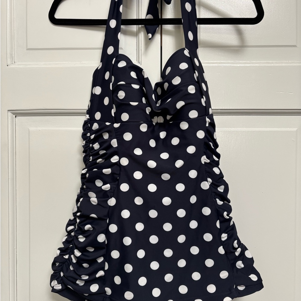 Unique Vintage Black and White Polka Dot One Piece Swimsuit